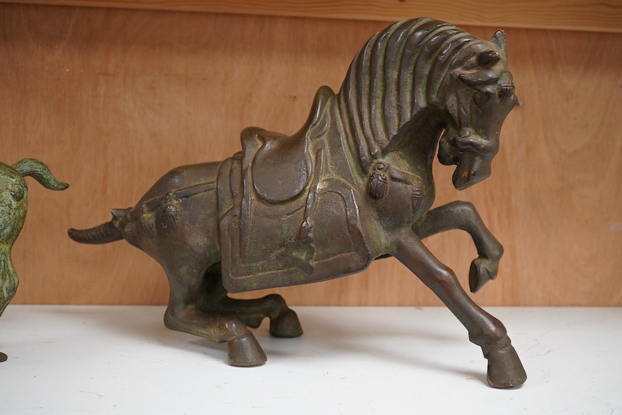 Two bronze Tang type horses